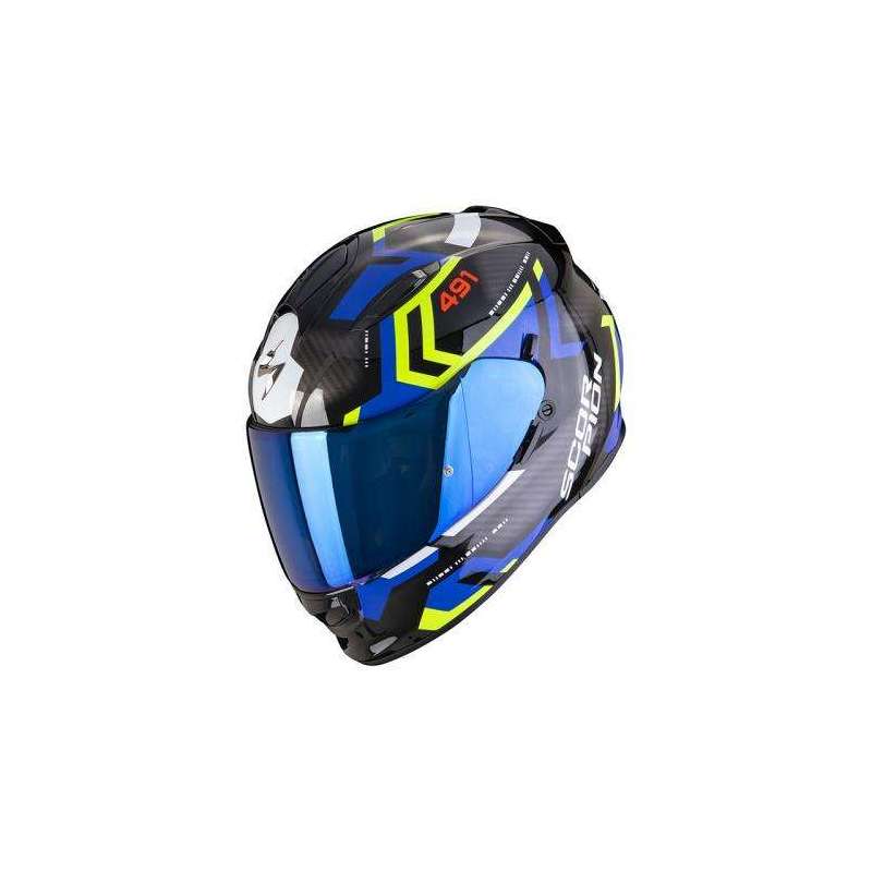 Helm SCORPION EXO-491 SPIN Mattschwarz-Blau-Neon Gelb