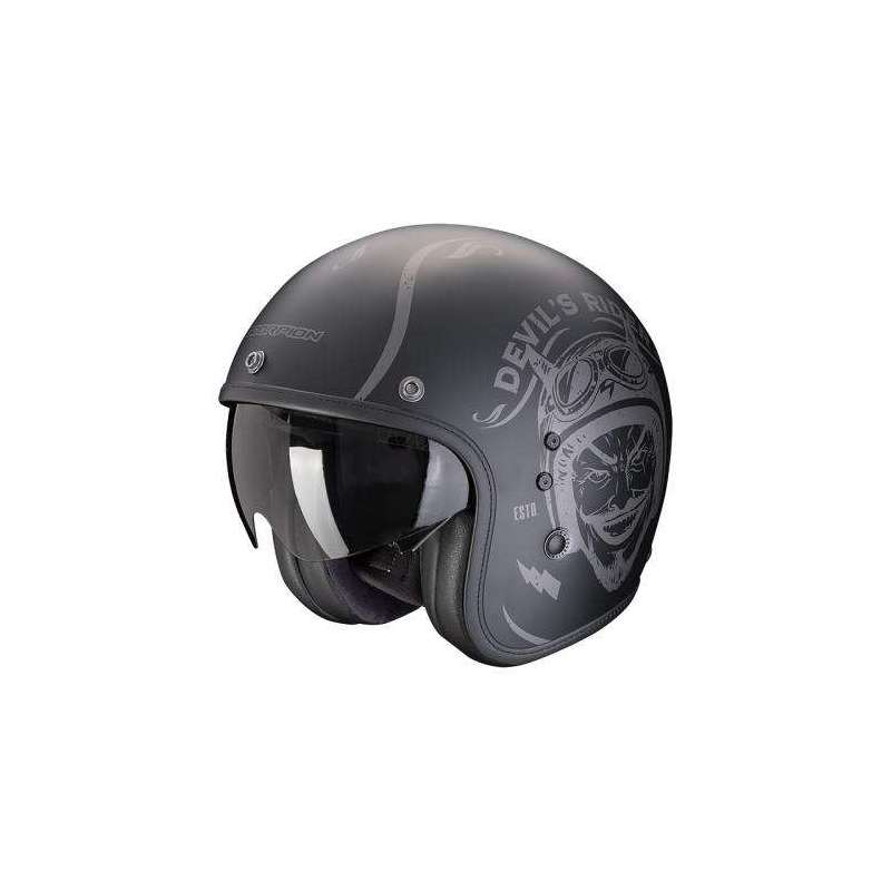 Casque SCORPION BELFAST EVO ROMEO Noir Mat-Argent