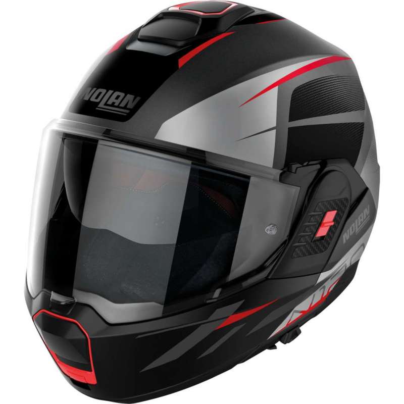 Casque modulaire N120-1 NIGHTLIFE N-COM 25 noir mat-rouge