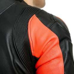 Cuir combinaisons perf. 1pce LAGUNA SECA 5 noir-rouge fluo