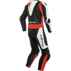 Lederkombi perf. 1-tlg. LAGUNA SECA 5 schwarz-weiss-rot fluo