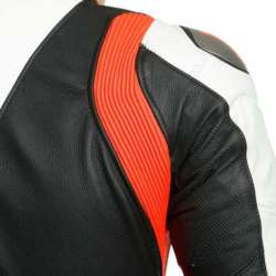 Lederkombi perf. 1-tlg. LAGUNA SECA 5 schwarz-weiss-rot fluo