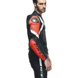 Combinaison en cuir 2 pcs Avro 4 noir mat-fluo rouge-blanc