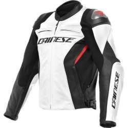 Veste en cuir Racing 4 blanc-noir