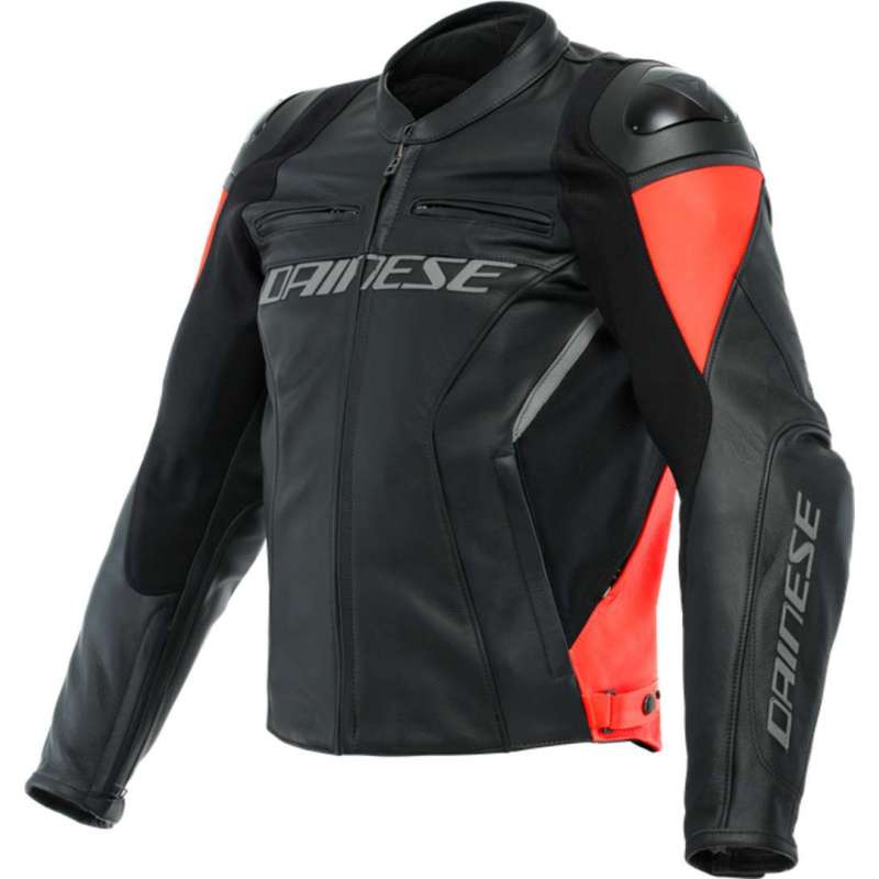 Lederjacke Racing 4 schwarz-fluo rot
