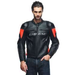 Lederjacke Racing 4 schwarz-fluo rot