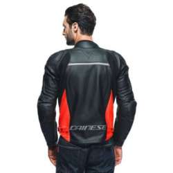 Lederjacke Racing 4 schwarz-fluo rot