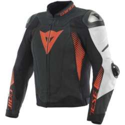 Veste en cuir Perf. Super Speed 4 noir mat, blanc, rouge