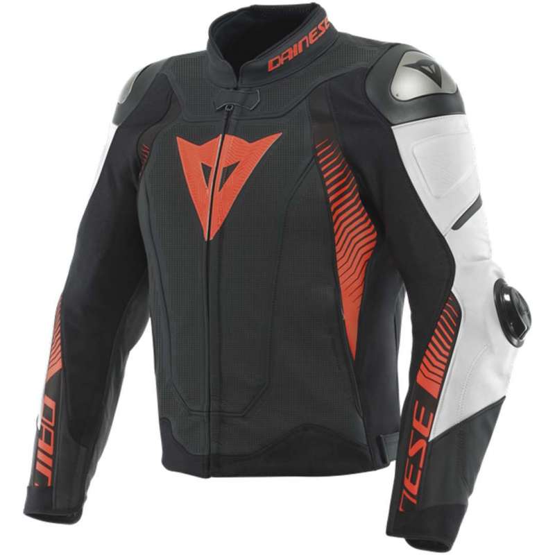 Veste en cuir Perf. Super Speed 4 noir mat, blanc, rouge