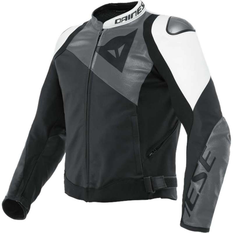 Lederjacke Sportiva matt schwarz-anthrazit-weiss