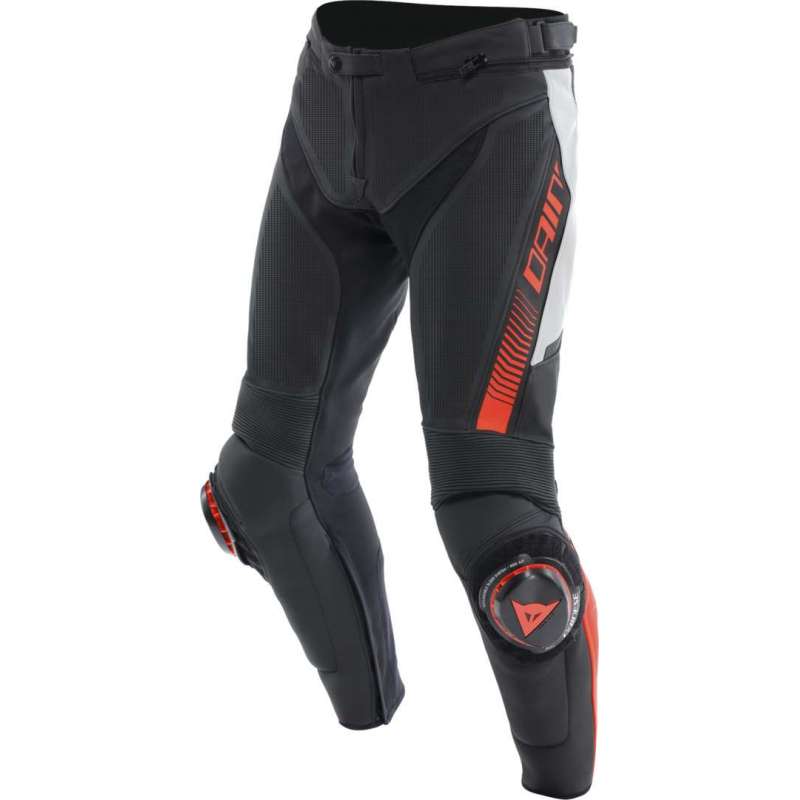Lederhose Super Speed perf. schwarz-weiss-fluo rot