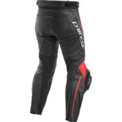 Pantalon cuir DELTA 3 noir-rouge fluo