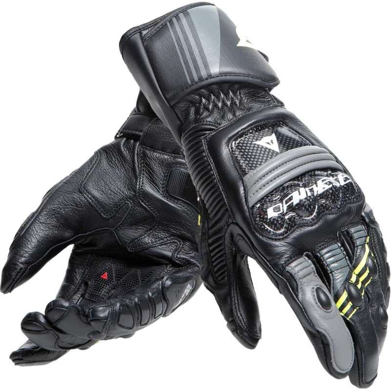 Gants Cuir Druid 4 noir-gris-fluo jaune