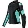 Veste Cuir Femmes Racing 4 noir-turquoise