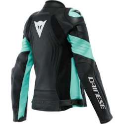 Veste Cuir Femmes Racing 4 noir-turquoise