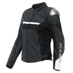 Veste Cuir Rapida Femmes noir mat-blanc