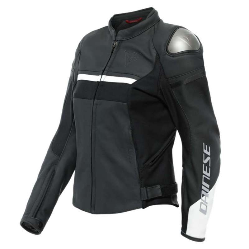 Veste Cuir Rapida Femmes noir mat-blanc