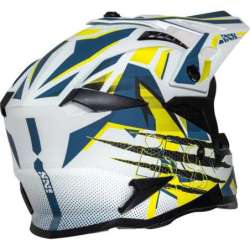 Casque de Motocross iXS363 2.0 blanc mat bleu jaune fluo