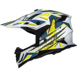 Casque de Motocross iXS363 2.0 blanc mat bleu jaune fluo