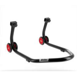 Béquille de stand arrière BIHR Home Track supports en "V" noir mat roues rouge