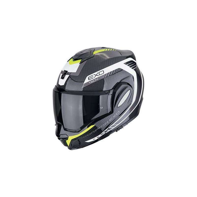 Casque Modulable SCORPION EXO-TECH EVO CARBONE COSY Noir-Jaune fluo
