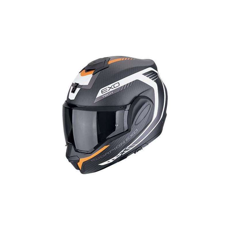 Casque Modulable SCORPION EXO-TECH EVO CARBONE COSY Noir mat-Orange