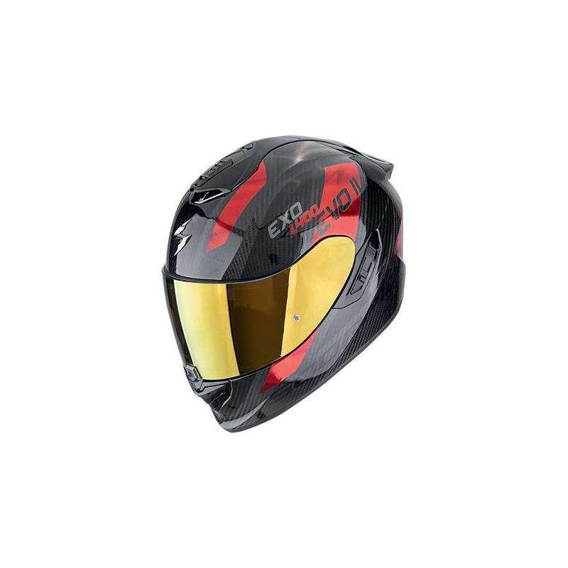 Integralhelm SCORPION EXO-1400 EVO II CARBON AIR PLATTED Schwarz-Rot