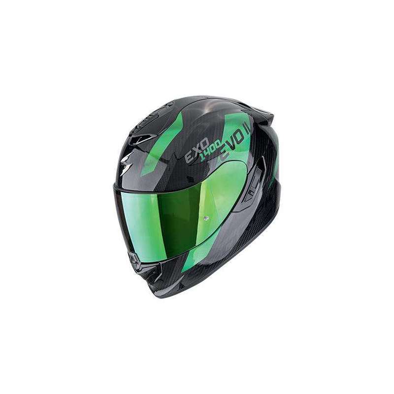 Integralhelm SCORPION EXO-1400 EVO II CARBON AIR PLATTED Schwarz-Grün
