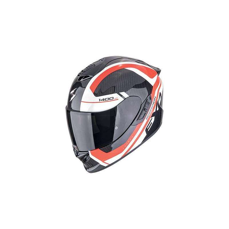 Integralhelm SCORPION EXO-1400 EVO II CARBON AIR ENKO Schwarz-Rot-Weiß