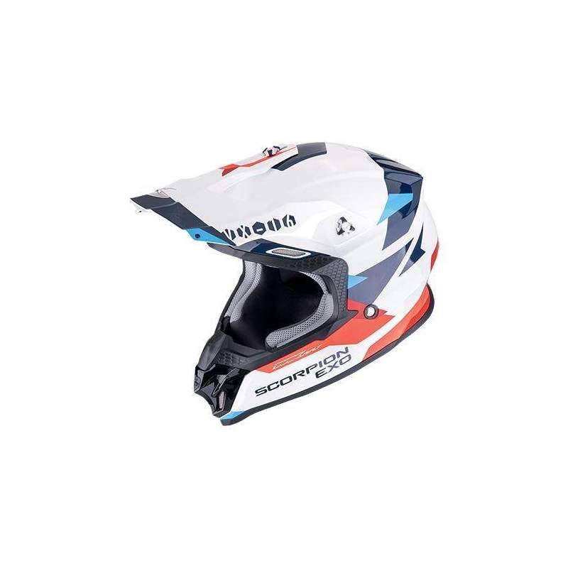 Casque Cross SCORPION VX-16 EVO AIR ROD Blanc-Rouge-Bleu