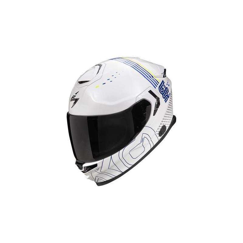 Casque Intégral SCORPION EXO-GT SP AIR TECHLANE Blanc-Bleu-Jaune Fluo