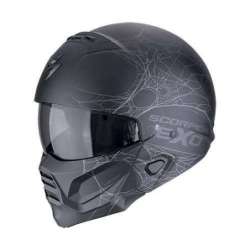 Modulohelm SCORPION EXO-COMBAT II SPIDERWEB Mattschwarz-Silber