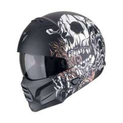Modulierbarer Helm SCORPION EXO-COMBAT II GENESIS Mattschwarz-Weiß-Gold