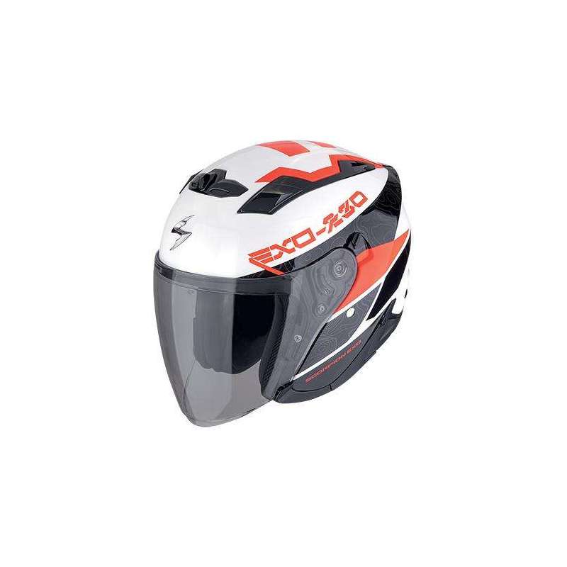 Casque Jet SCORPION EXO-230 BAND Blanc-Noir-Rouge Casque Jet SCORPION EXO-230 BAND Blanc-Noir-Rouge