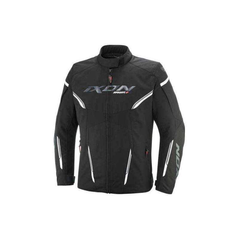 Veste Ixon Lady STRIKER 2 C L Textile C Sizing Noir Blanc Veste Ixon Lady STRIKER 2 C L Textile C Sizing Noir Blanc