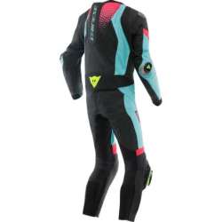 Combinaison Danese en cuir perf. 1Pc Laguna Seca 6 noir-bleu-fuchsi