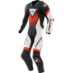 Combinaison Danese en cuir perf. 1Pc Laguna Seca 6 noir-blanc-rouge
