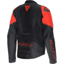 Veste Dainese en cuir Racing 5 noir-rouge fluo