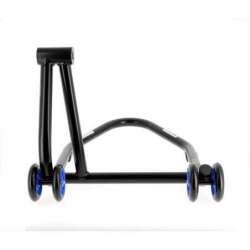 Béquille de stand monobras droite BIHR Home Track noir mat roues bleu