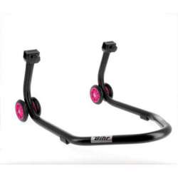 Béquille de stand arrière BIHR Home Track supports en "L" noir mat roues rose