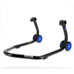 Béquille de stand arrière BIHR Home Track supports en "L" noir mat roues bleu
