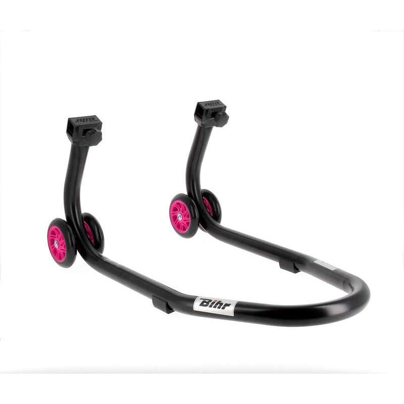 Béquille de stand avant BIHR Home Track noir mat roues rose