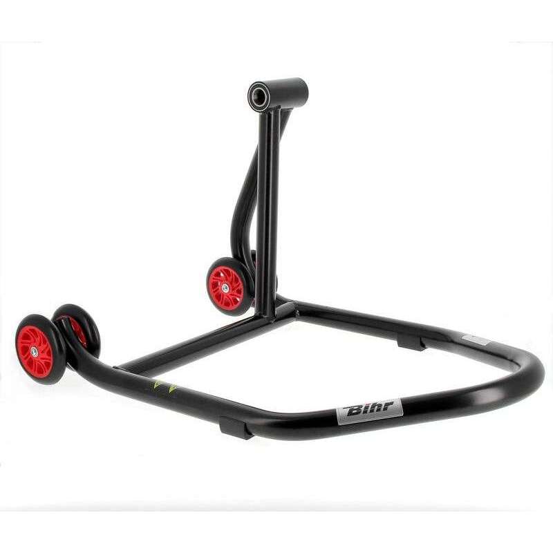 Béquille de stand monobras droite BIHR Home Track noir mat roues rouge