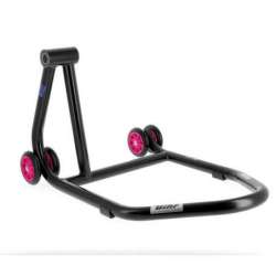 Béquille de stand monobras gauche BIHR Home Track noir mat roues rose
