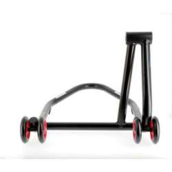 Béquille de stand monobras gauche BIHR Home Track noir mat roues rouge
