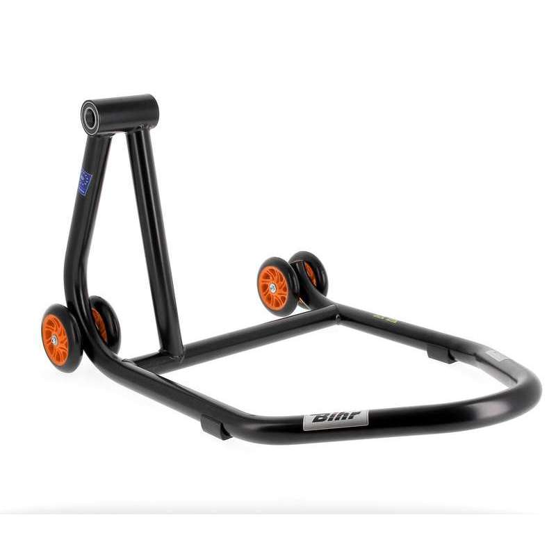 Einarmiger Standfuß links BIHR Home Track mattschwarz Räder orange