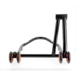 Einarmiger Standfuß links BIHR Home Track mattschwarz Räder orange
