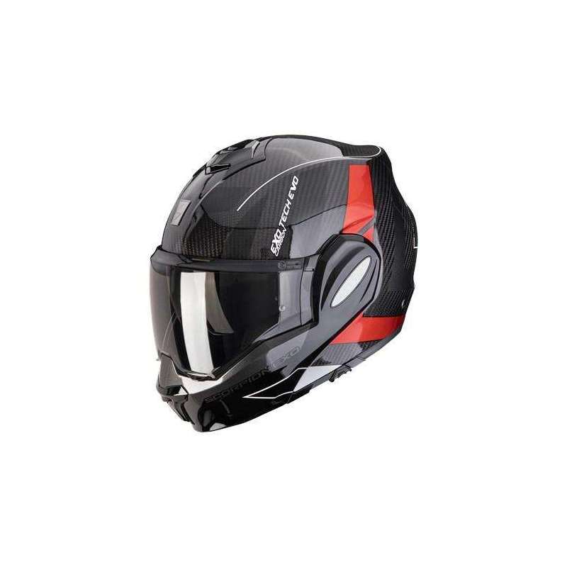 Modulierbarer Helm SCORPION EXO TECH EVO Carbon CAD Schwarz Rot Hologram