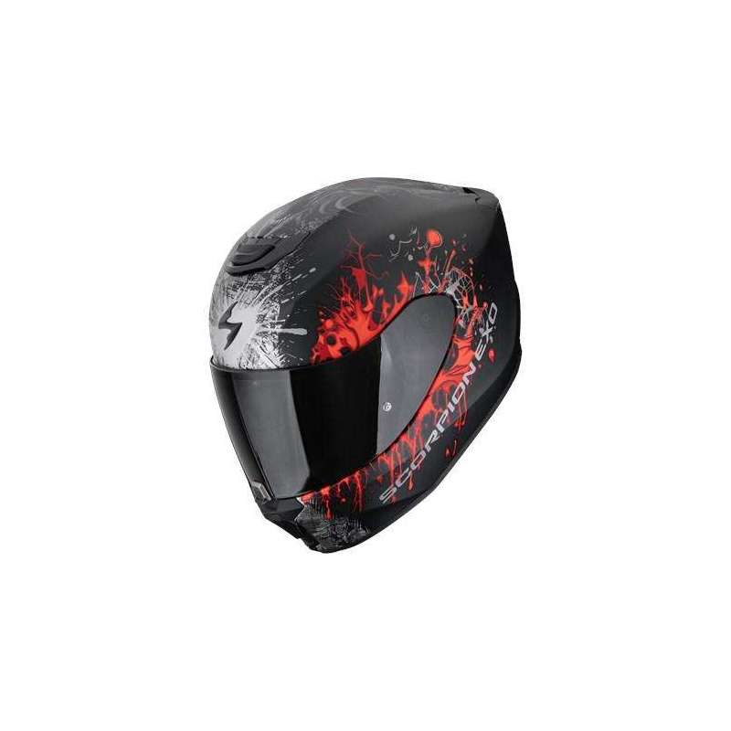 Casque Intégral SCORPION EXO 391 WOLF Noir mat Argent Rouge