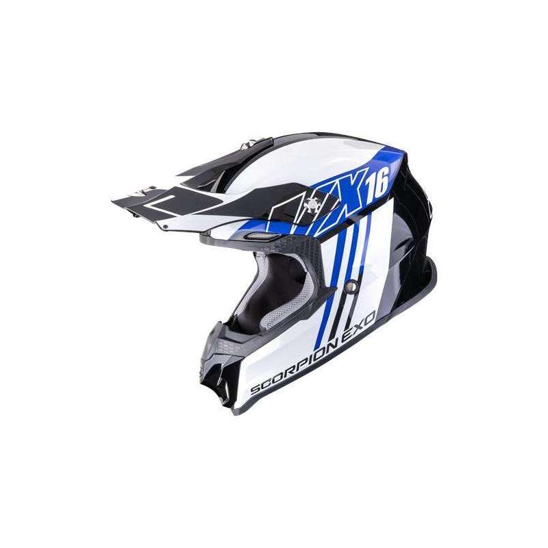 Casque Cross SCORPION VX 16 EVO AIR LIGNES Noir Bleu
